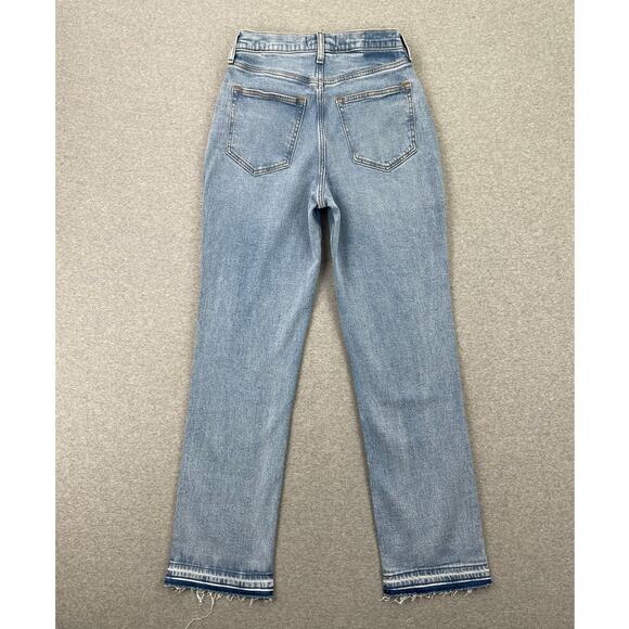 Abercrombie & Fitch Curve Love Ankle Straight Jeans 26 / 2 Long Hi Rise Fray Hem - Picture 6 of 16